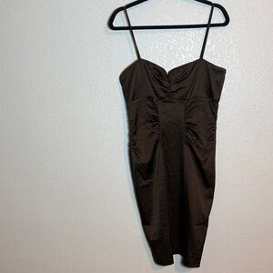 Xscape Chocolate Brown Satin Slip Style Cocktail Dress Size 14 Prom Formal